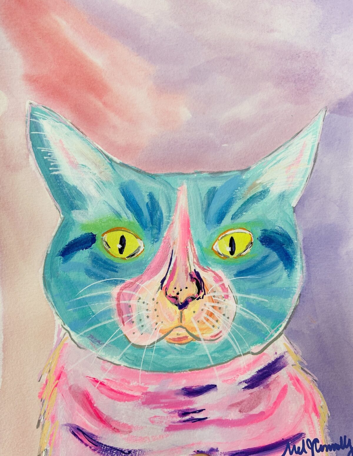 Cat Study - Rufus - Acrylic on watercolor paper